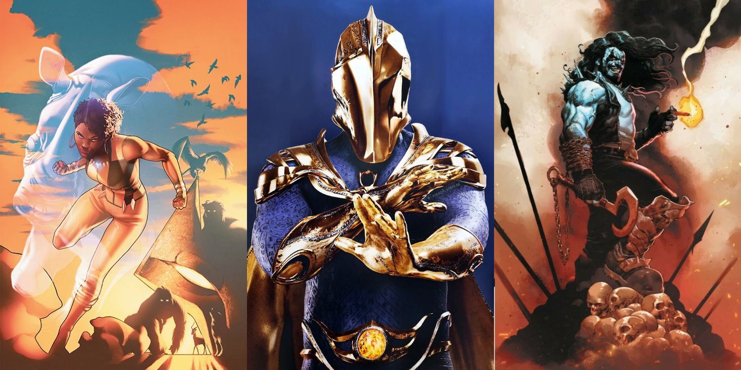 Split Image of Vixen, Doctor Fate, and Lobo