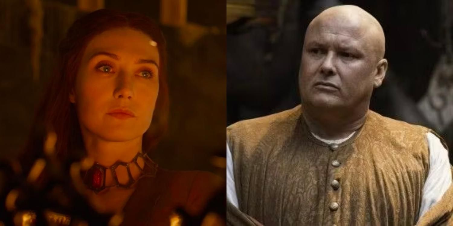 Melisandre looking wistful and Varys looking serious