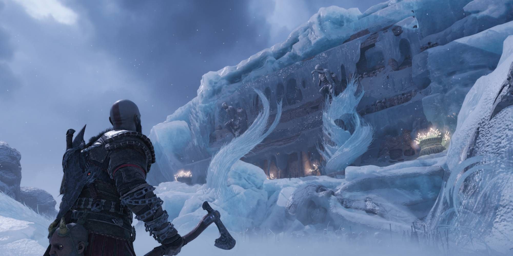 God of War: Ragnarok Midgard Realm Kratos Player Perspective Screenshot Ready for Battle in New Area Being Discovered