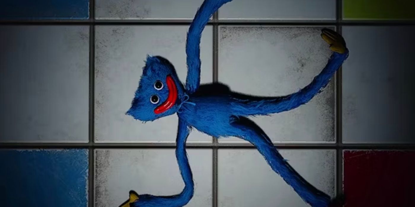 A small Huggy Wuggy doll from the Poppy Playtime Chapter 2 trailer