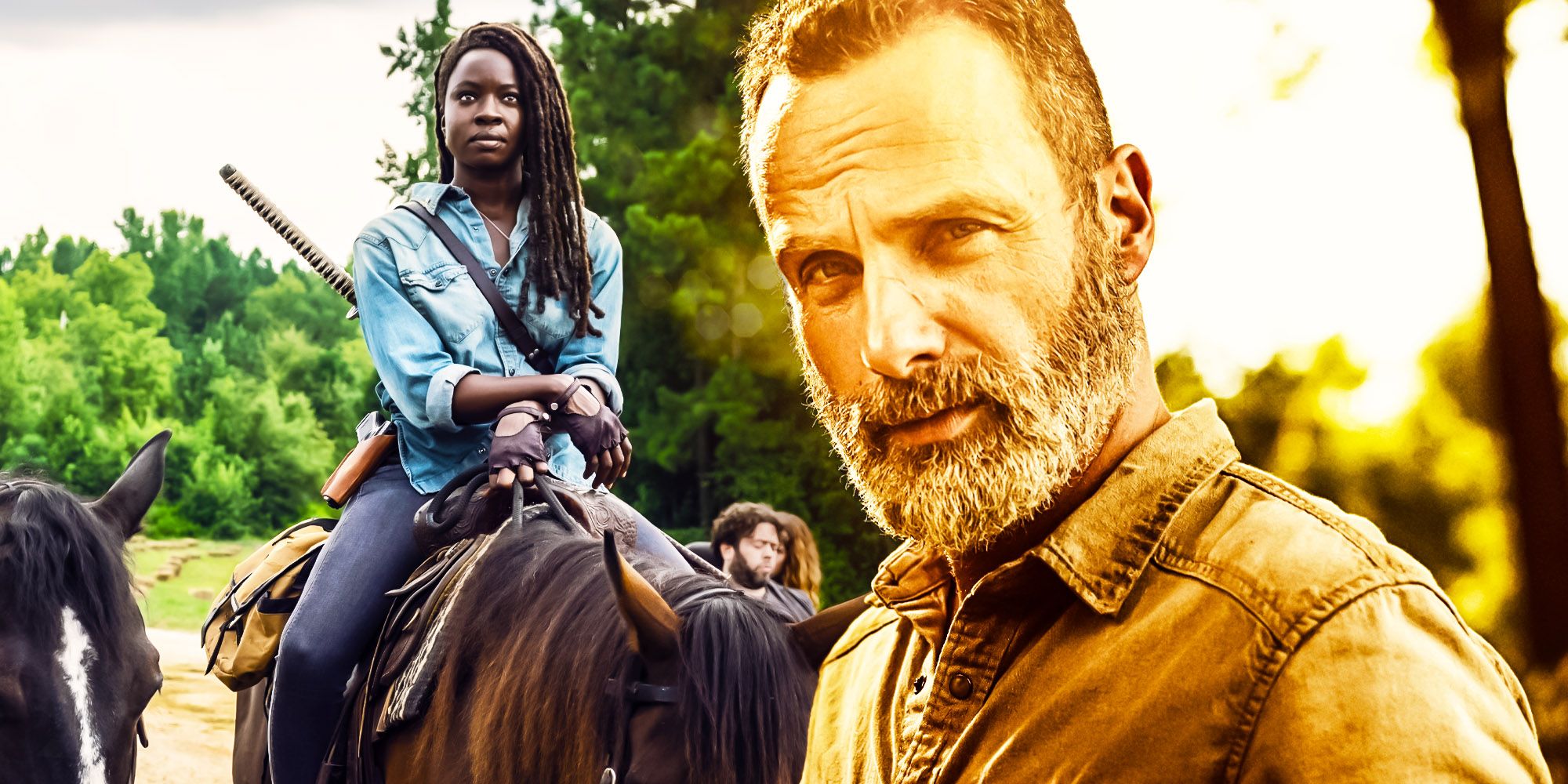 Rick Walking dead Michonne on horseback