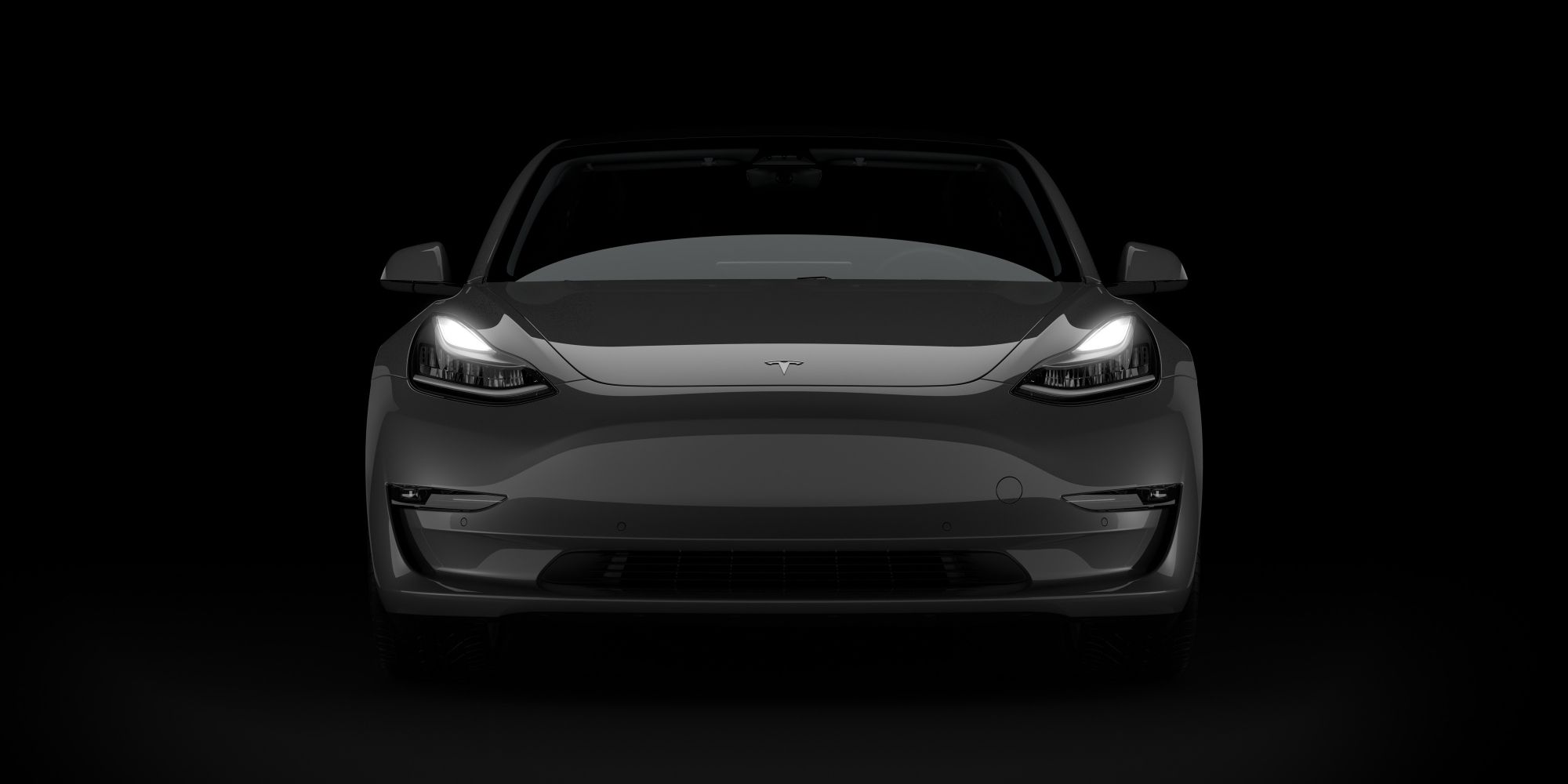 Front of a gray Tesla Model 3