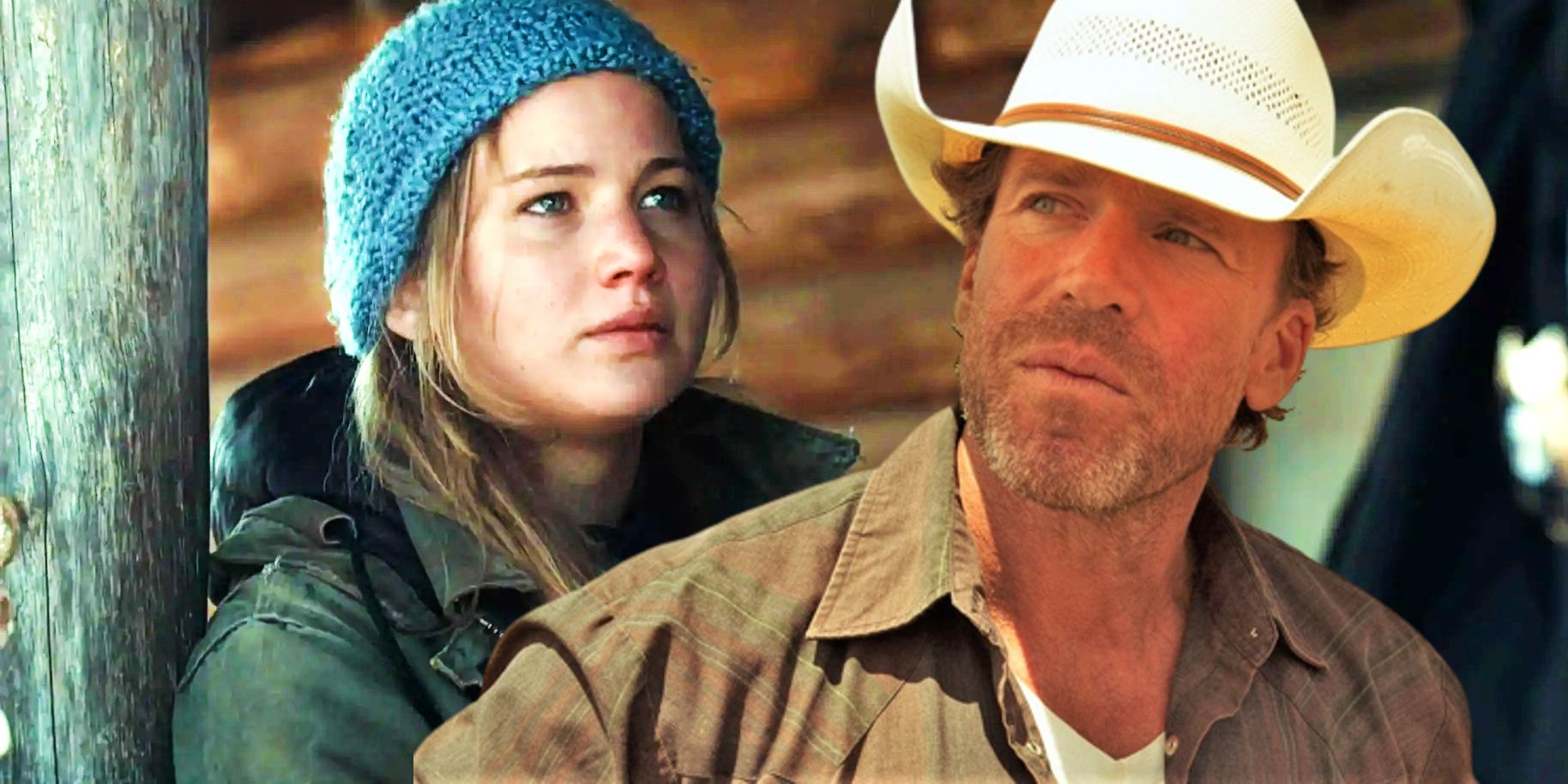 Jennifer Lawrence in Winters Bone and Taylor Sheridan in Yellowstone custom image