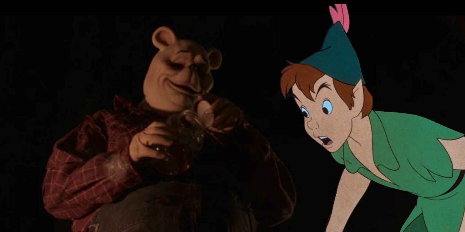 Winnie the Pooh in Blood and Honey with Peter Pan