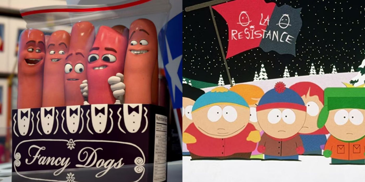 Split image of Sausage Party and South Park
