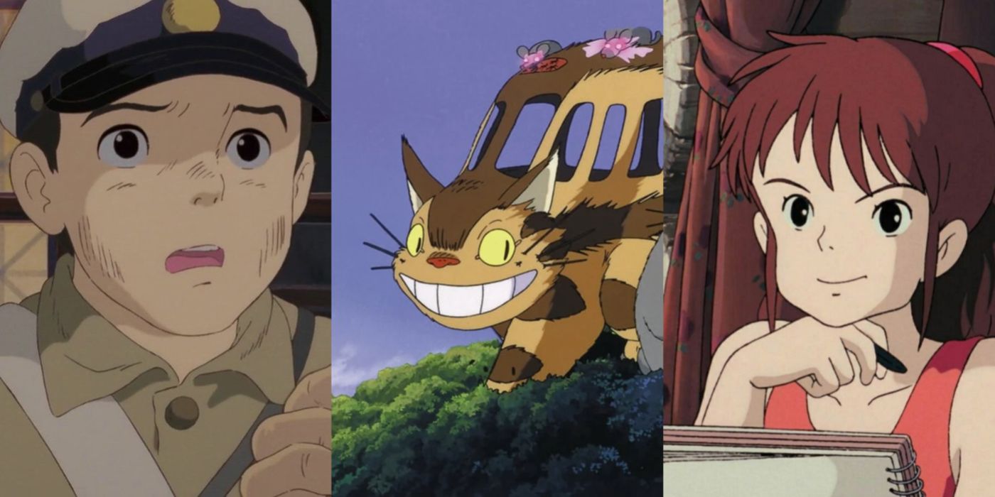 Split image showing Seita, the Catbus, and Ursula from Studio Ghibli