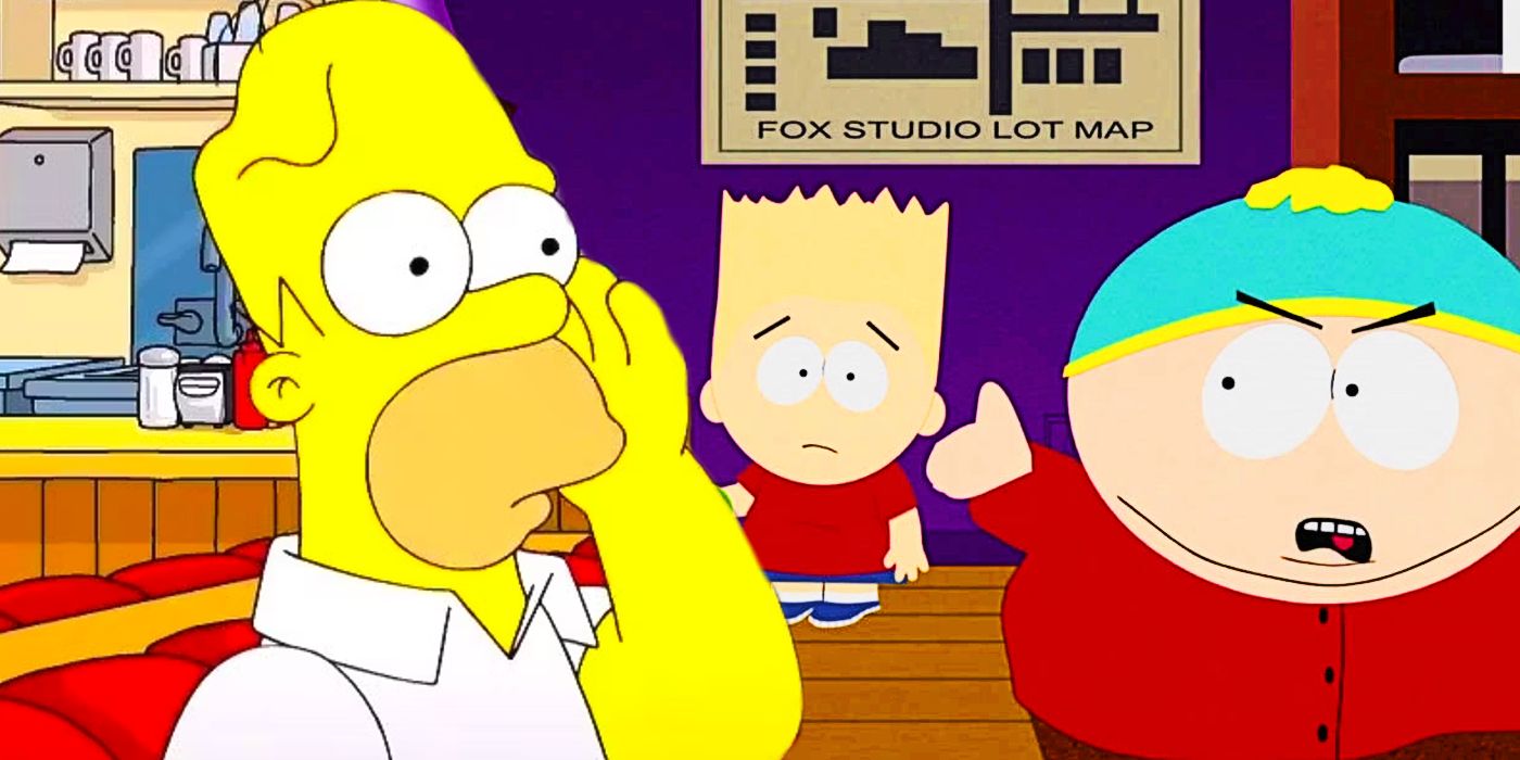 Simpsons season 34 Homer looking at South Park