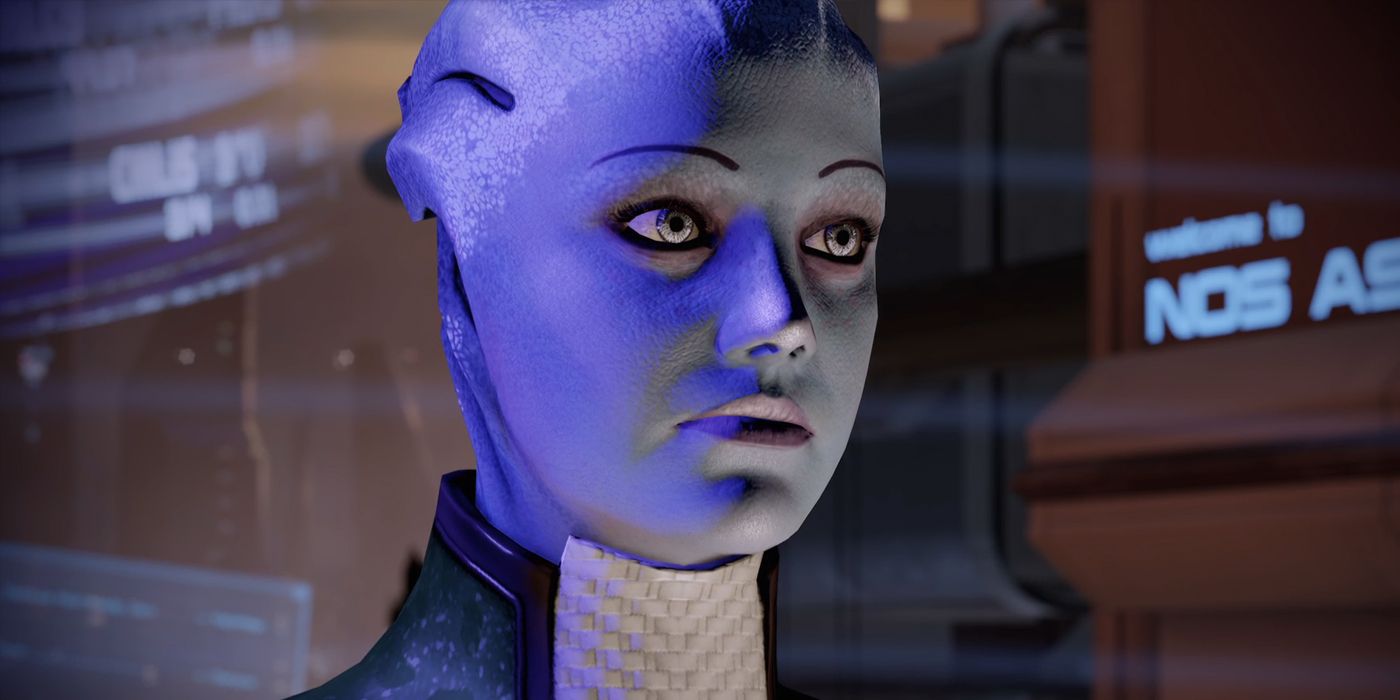 A screenshot of Liara T'Soni from Mass Effect.