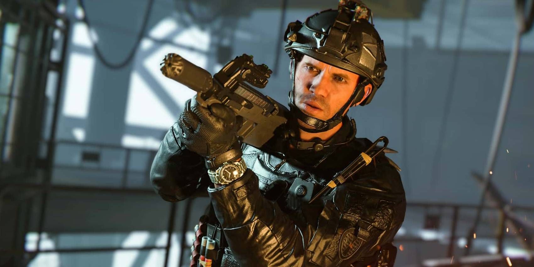 Call of Duty: Modern Warfare 2 (2022) Soldier On Mission Wielding Rifle and Wearing Tactical Gear in Warehouse