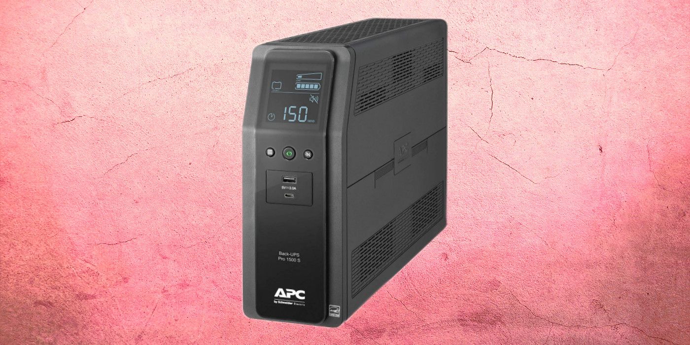 APC 1500VA Sine wave UPS on custom pink background