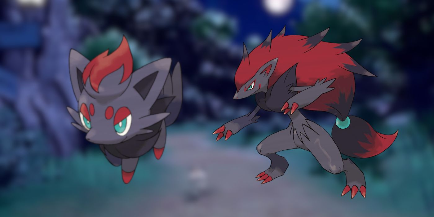 Zorua and Zoroark with Pokémon Scarlet & Violet's open world in the background
