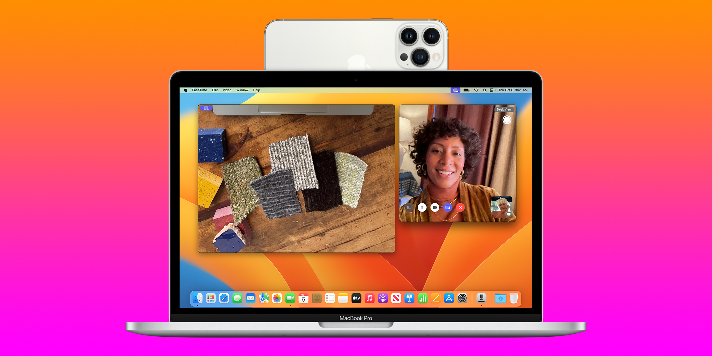 Desk View with Continuity Camera on macOS Ventura.