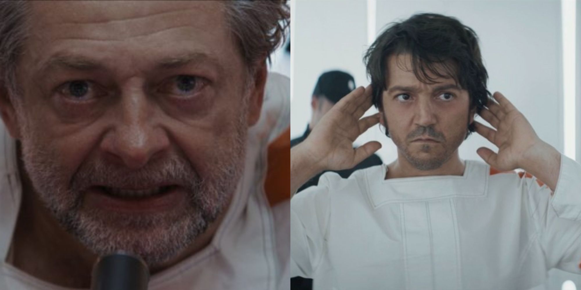 Split image of Kino Loy and Cassian in Andor