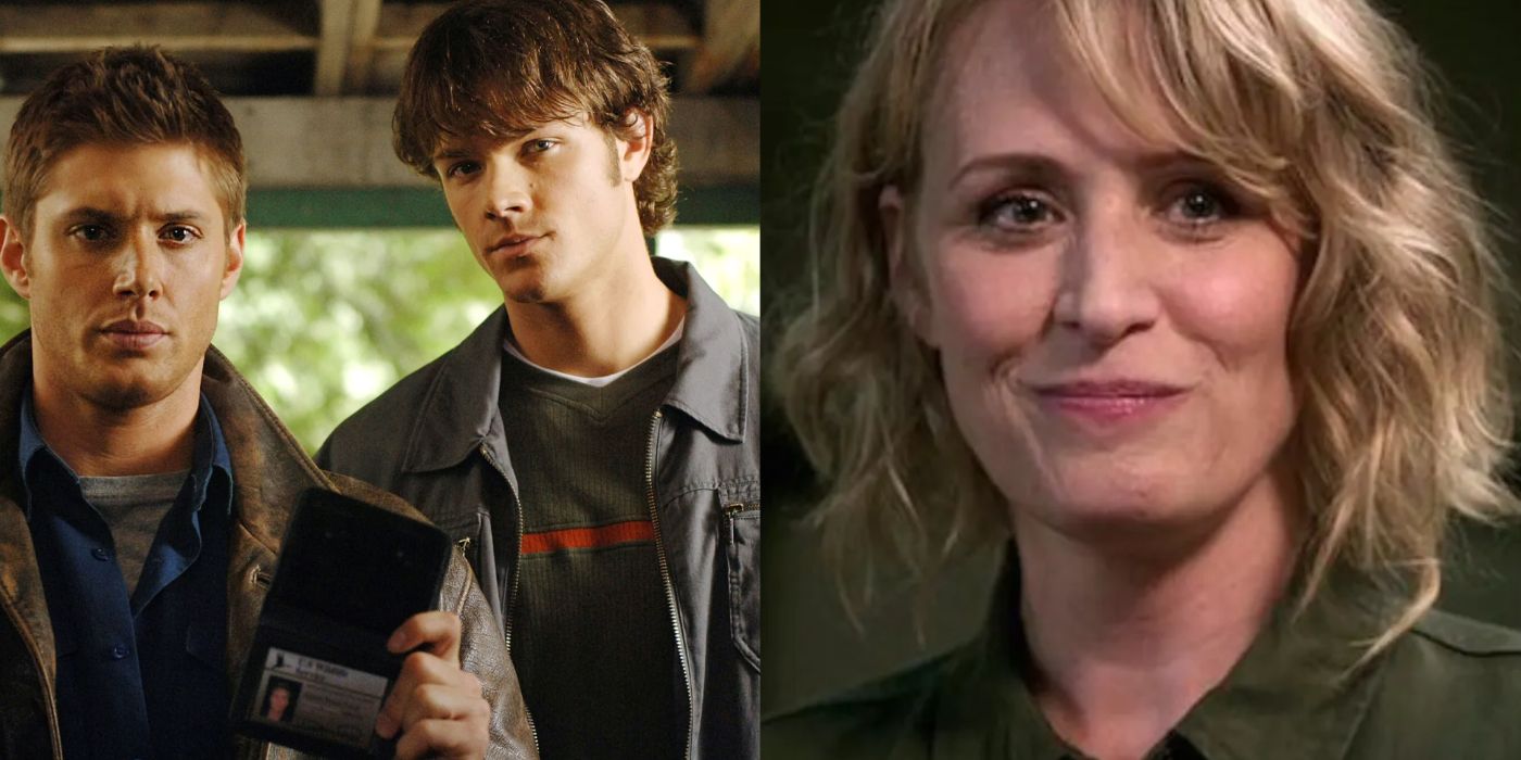 Sam and Dean from season one of Supernatural alongside an image of Mary Winchester. 