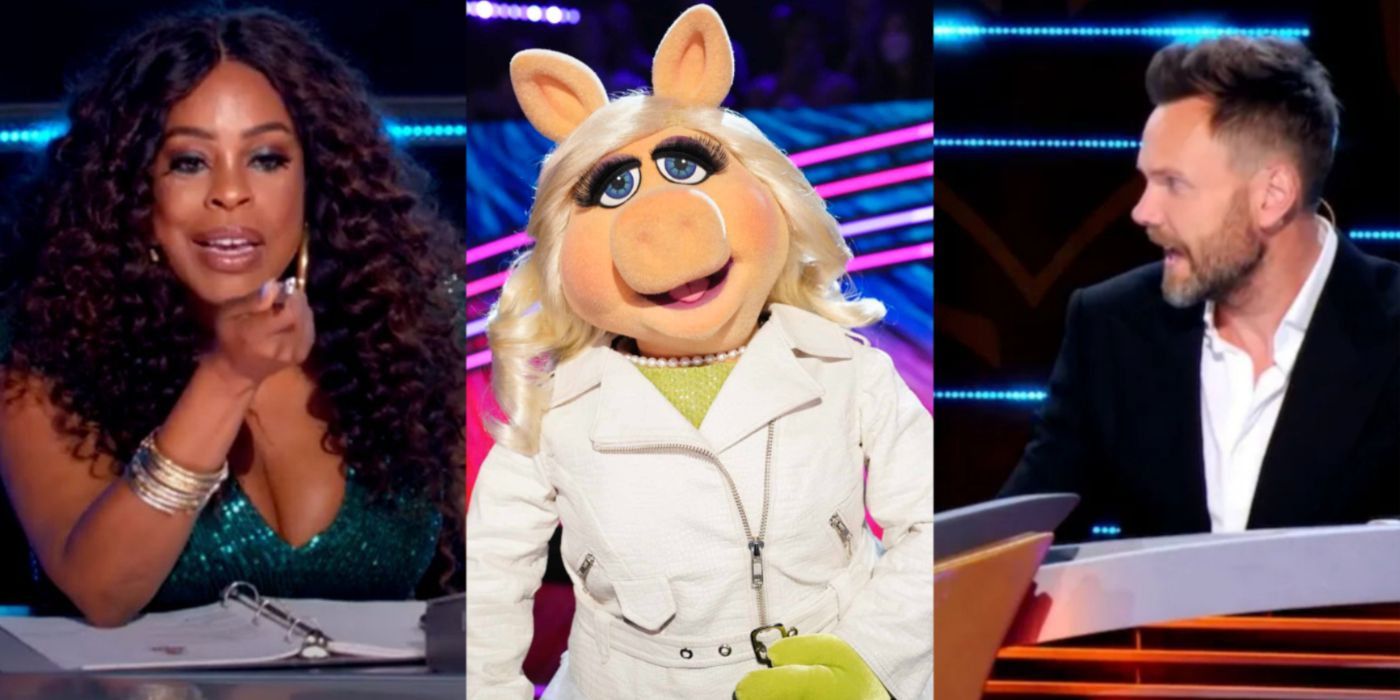 Split Image The Masked Singer Guest Panelists Niecy Nash, Miss Piggy, and Joel McHale