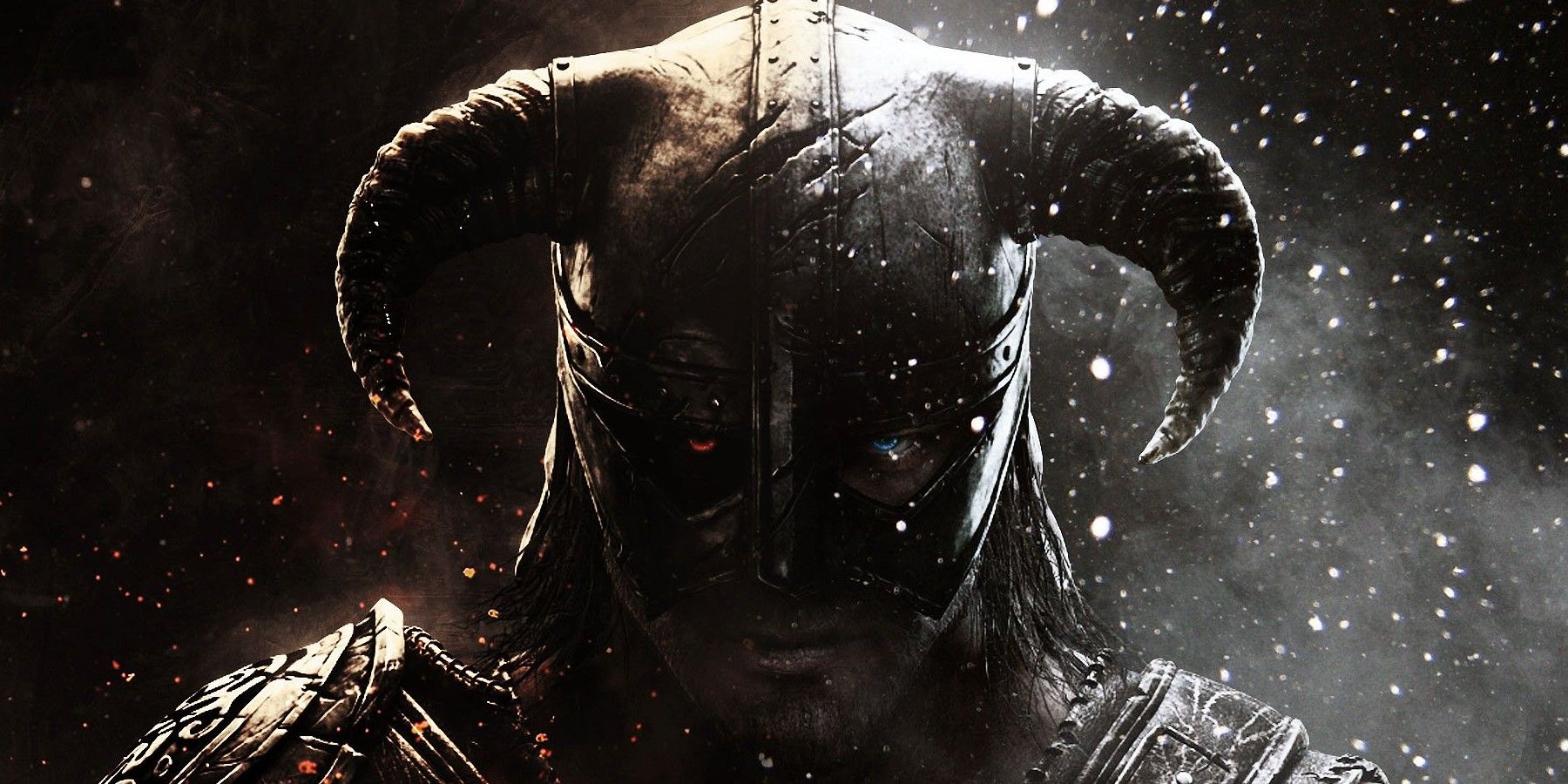 The Dragonborn looking at the viewer in Skyrim