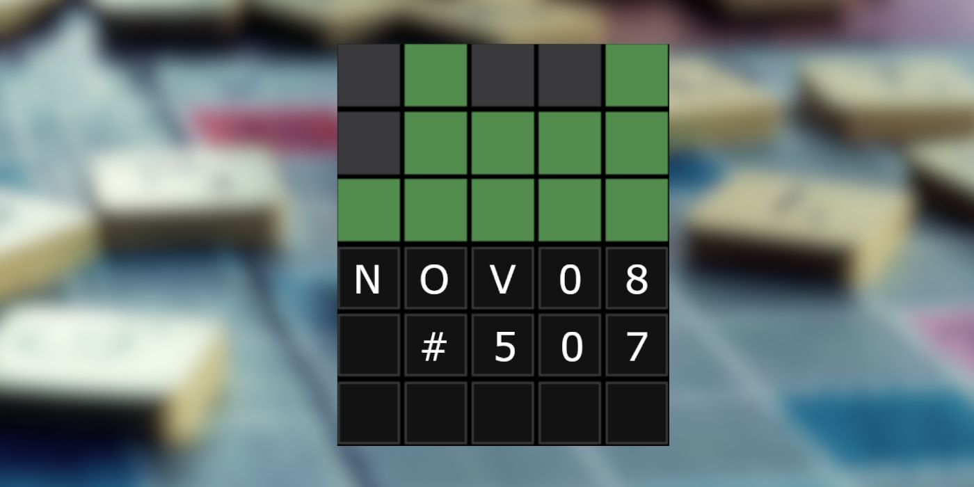 Wordle 507 November 8 Grid behind Scrabble Background