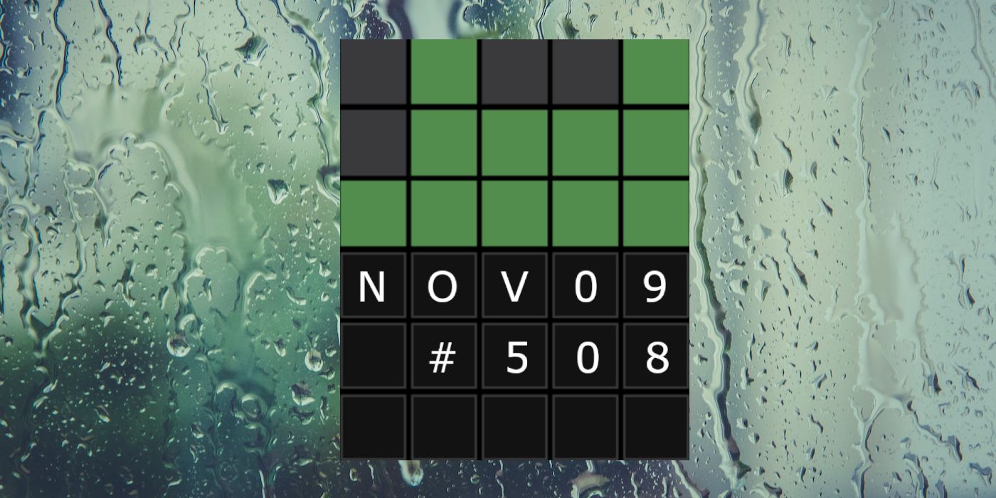 November 9th Wordle Grid with a Rainy Window