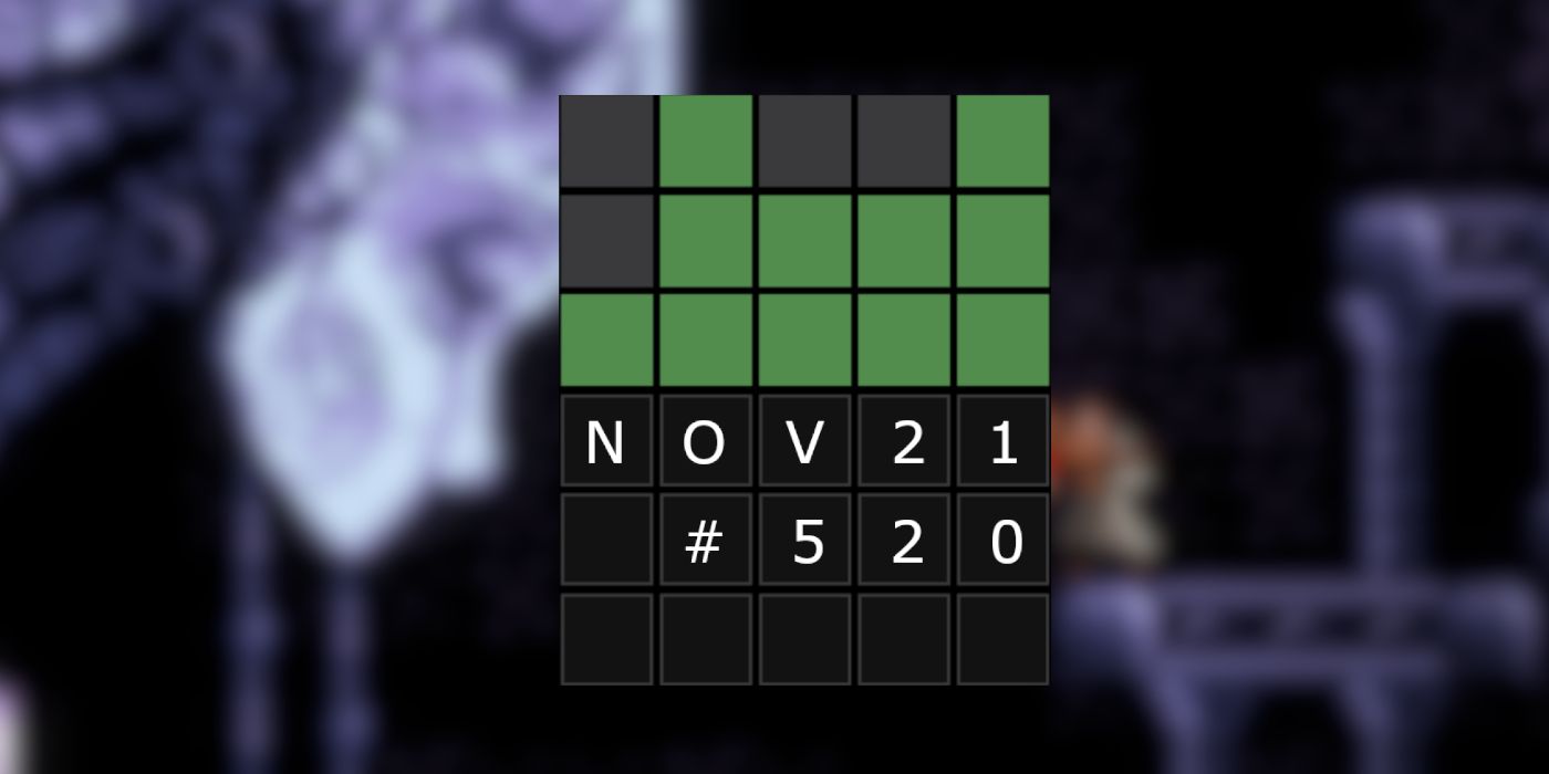 November 21st' Wordle Grid With Axiom Verge in the background