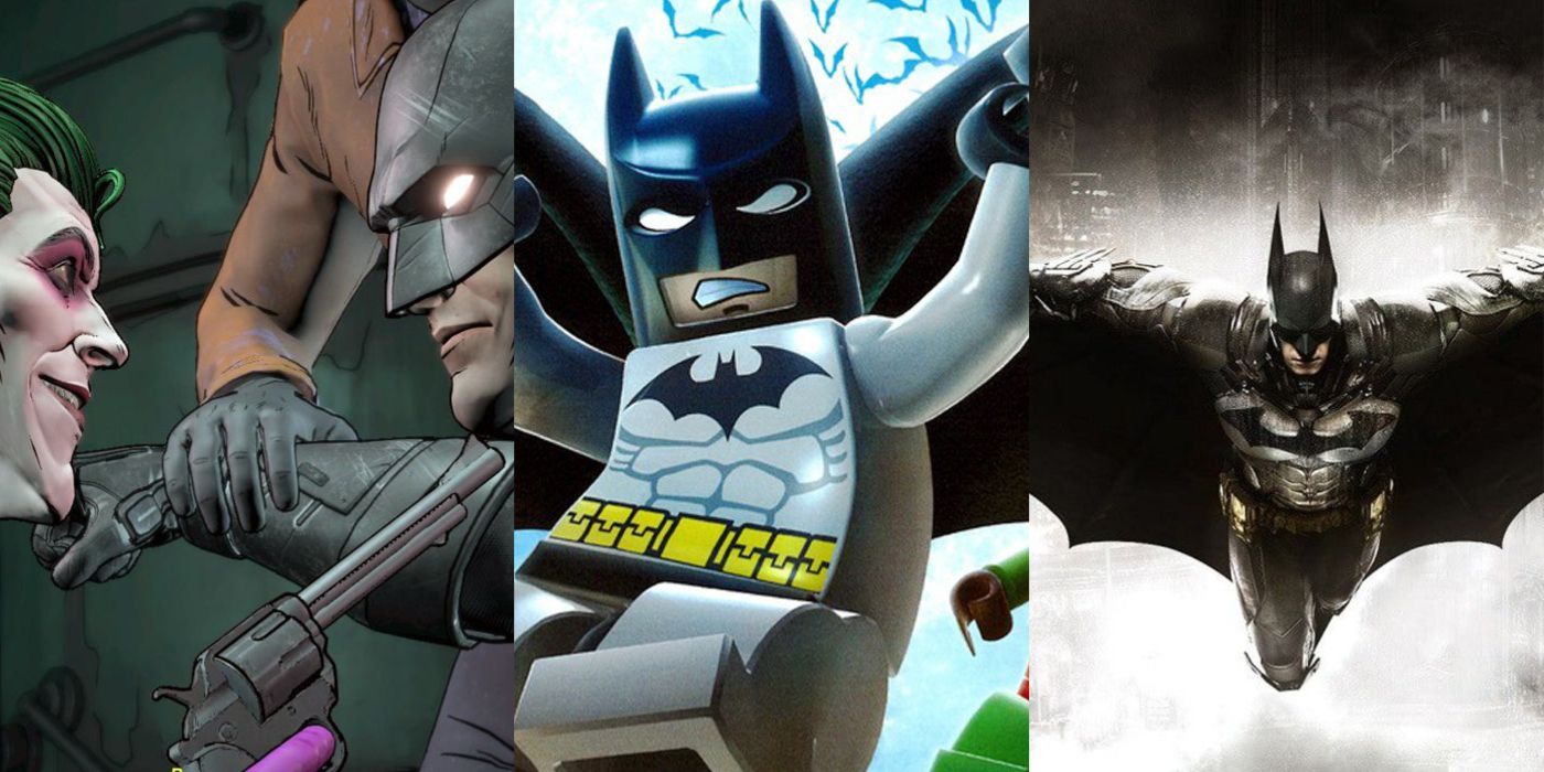 Split image of Batman The Enemy Within, LEGO Batman, and Arkham Knight Batman