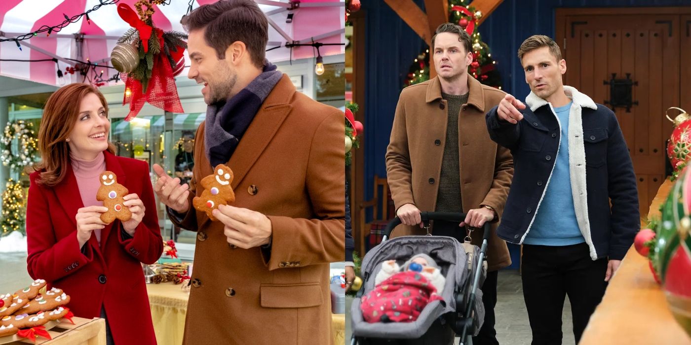Split image of characters in Mingle All The Way and three Wise Men And A Baby