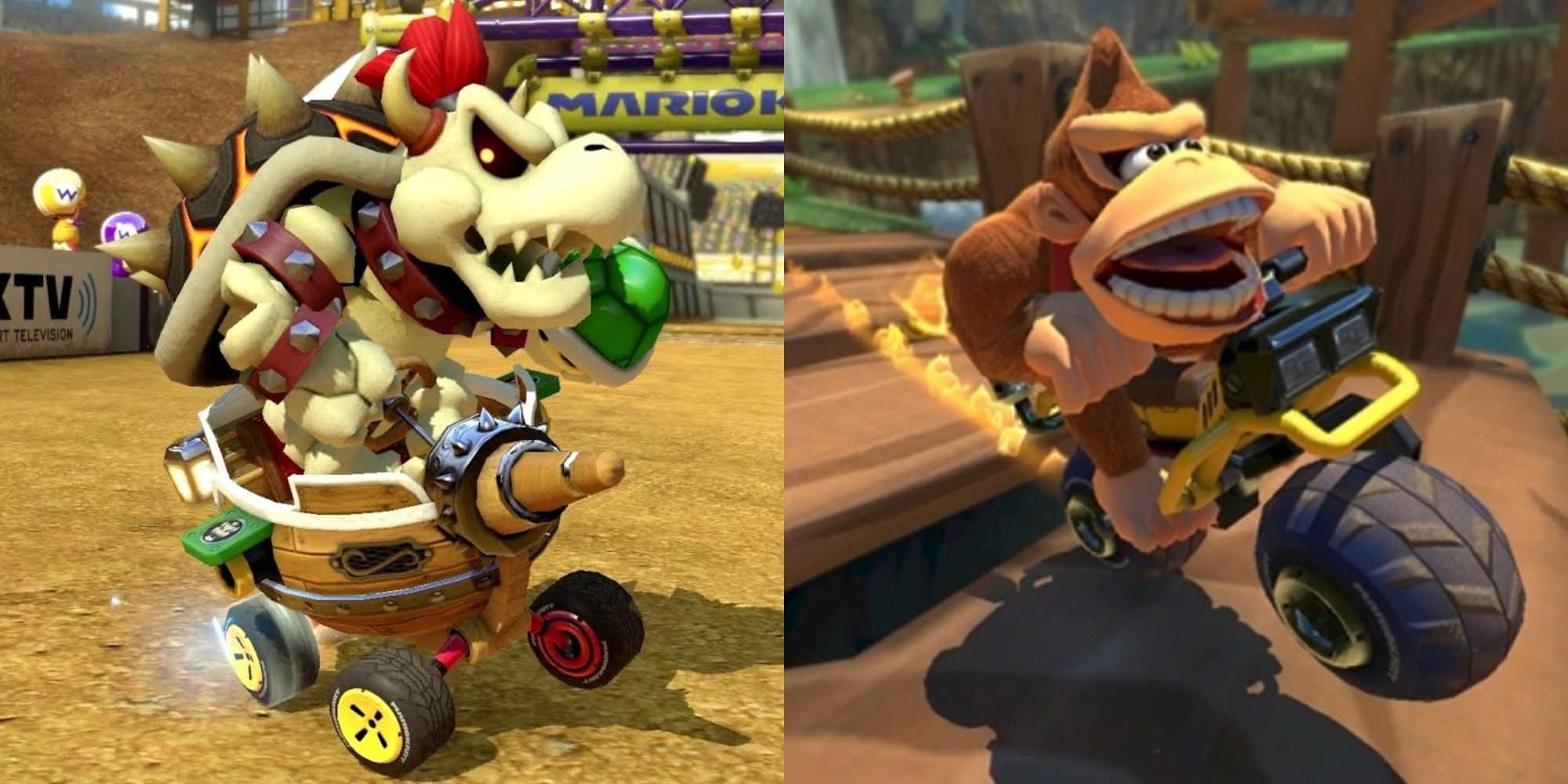 Dry Bowser and Donkey Kong in Mario Kart 8