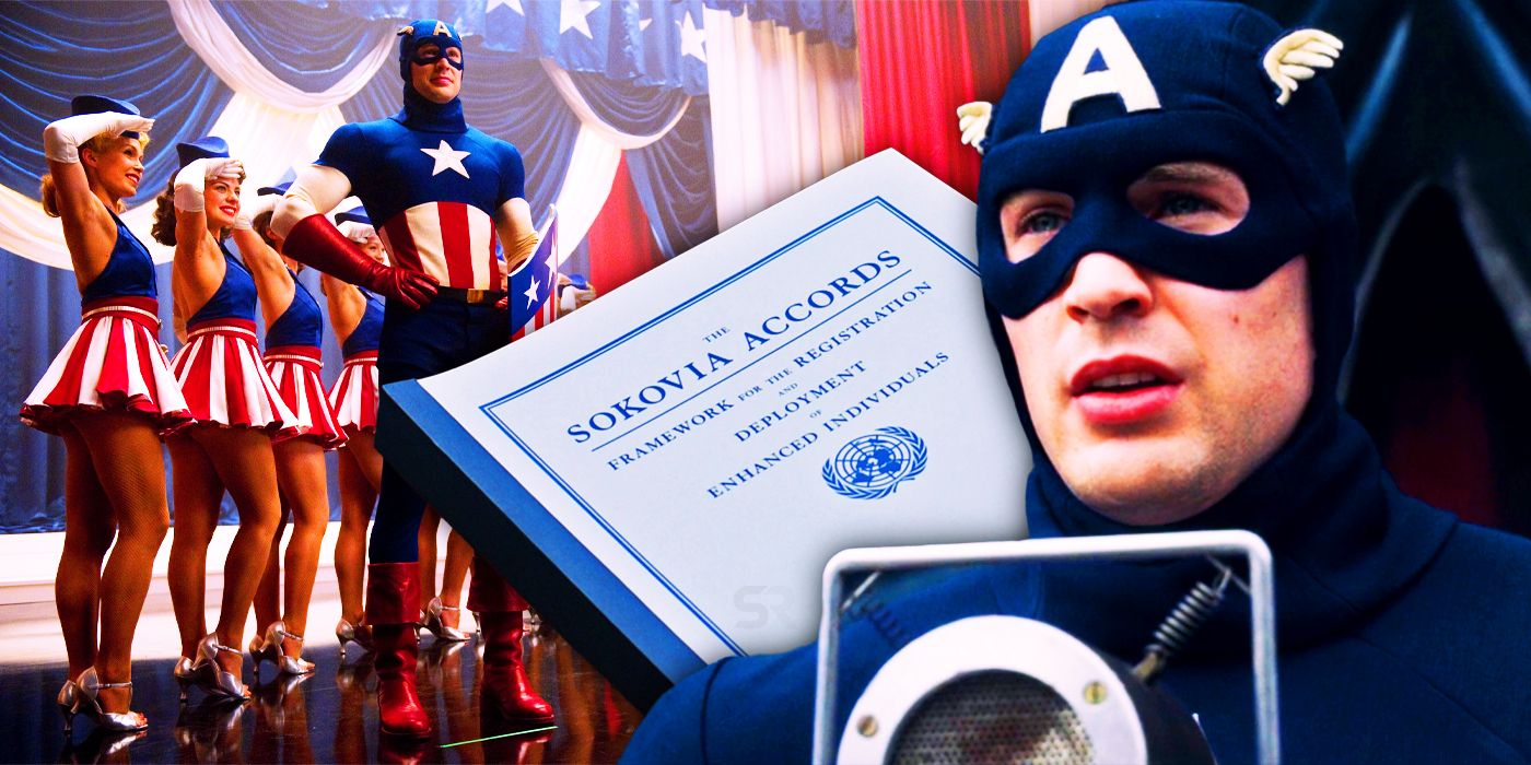 Captain America with dancers and Sokovia Accords