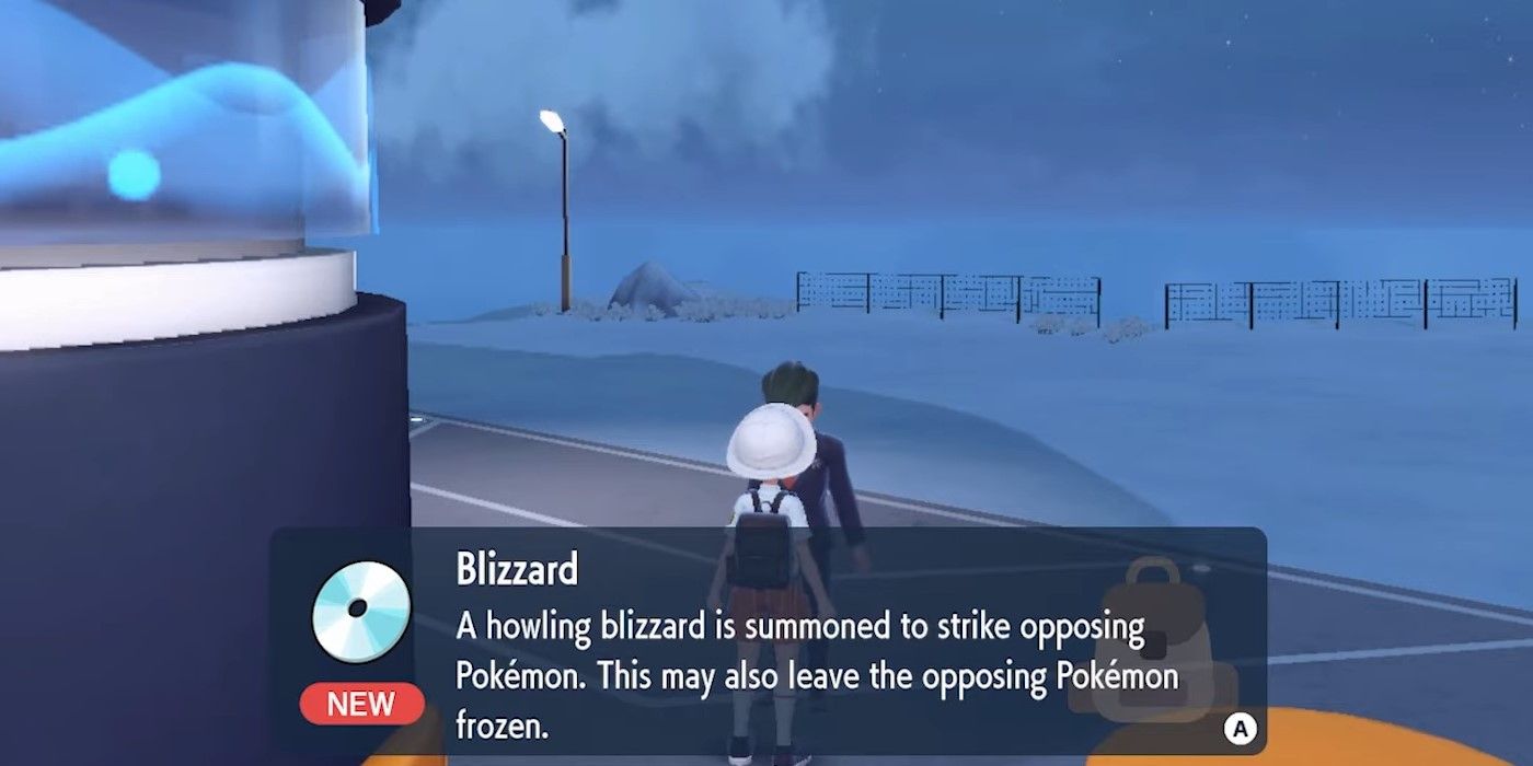 Pokémon Scarlet & Violet player recieving the Blizzard TM