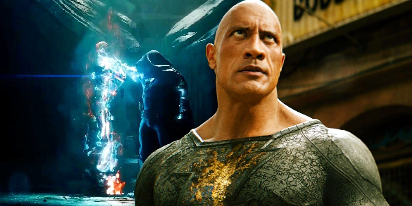 Custom image of Dwayne Johnson and the Black Adam cave fight.