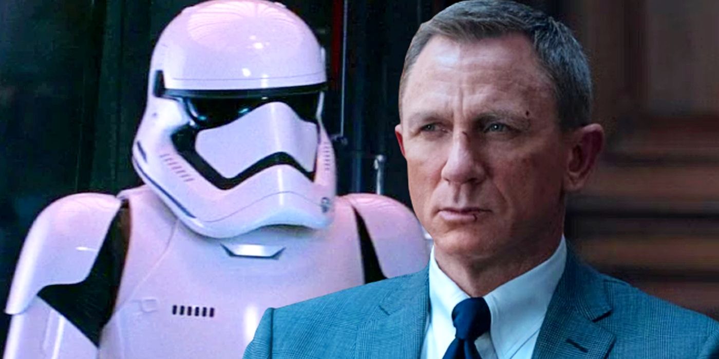 Custom image of a stormtrooper in Star Wars: The Force Awakens and Daniel Craig.