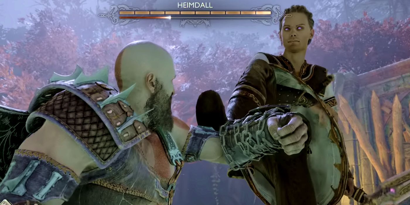 Heimdall Stepping on Kratos in God of War Ragnarök