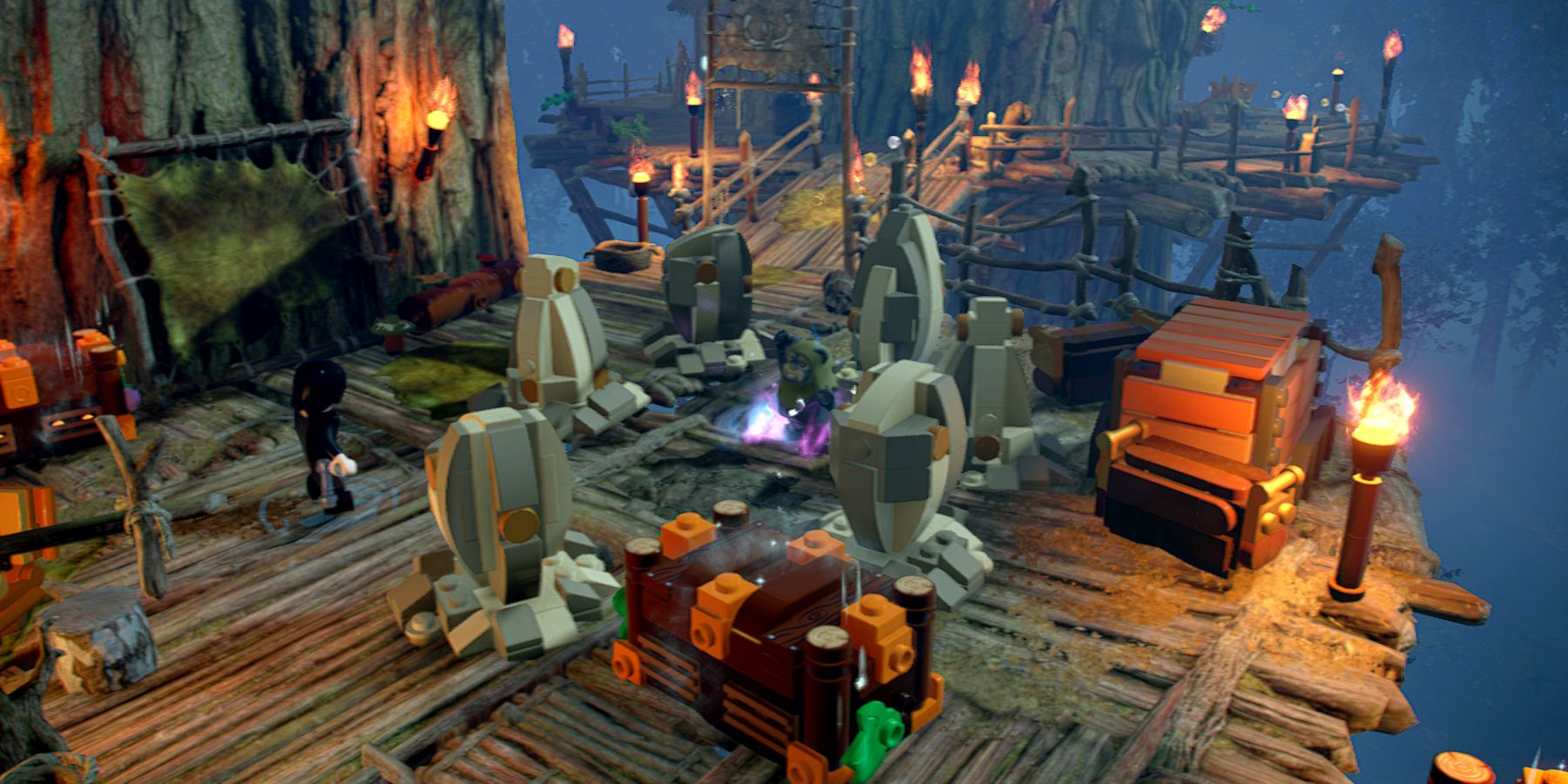 Ewoks Dancing in a treehouse in Lego Star Wars: The Skywalker Saga