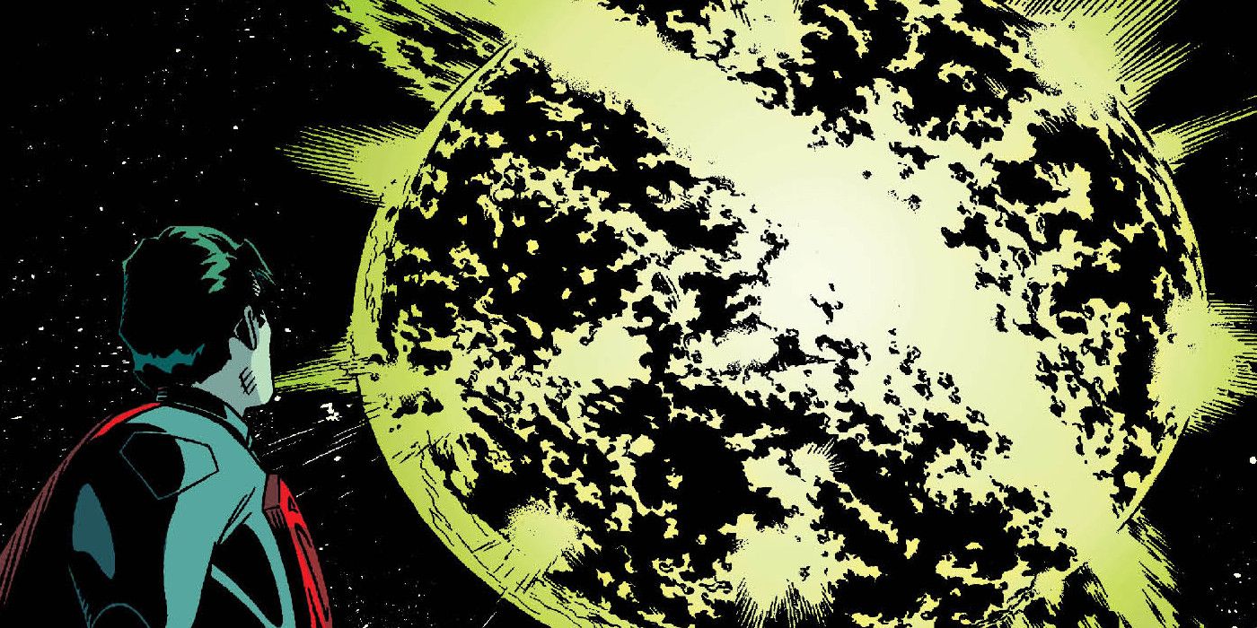 Superman watches as Krypton explodes