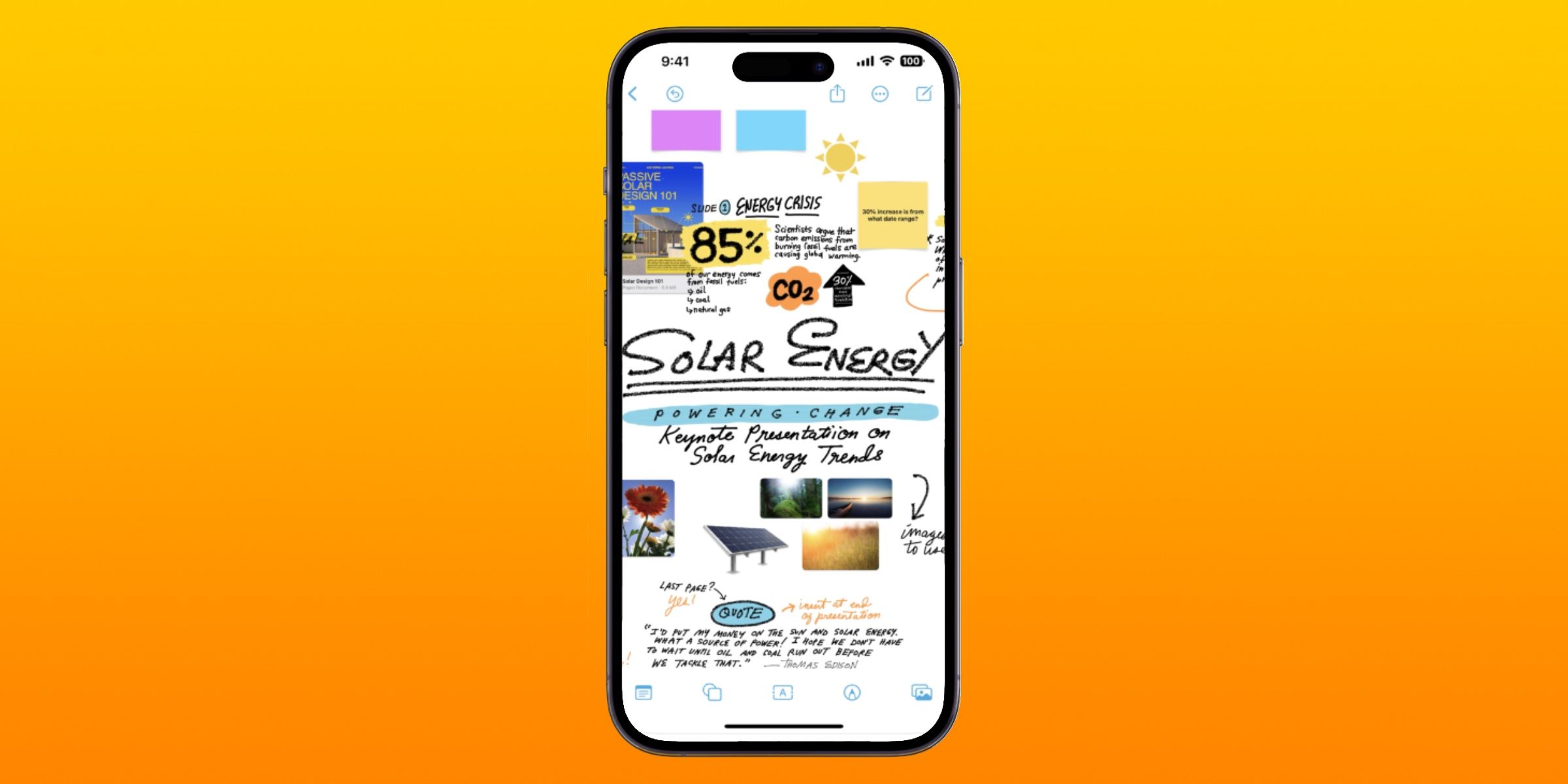 Apple's Freeform App on an iPhone 14 Pro.