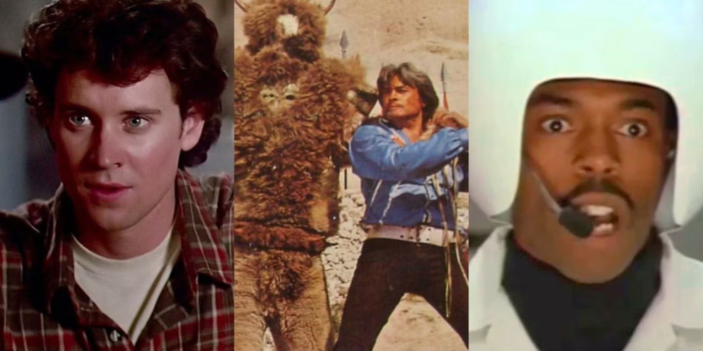 Split image of The Last Starfighter, The Man Who Saved the World, and Spaceballs