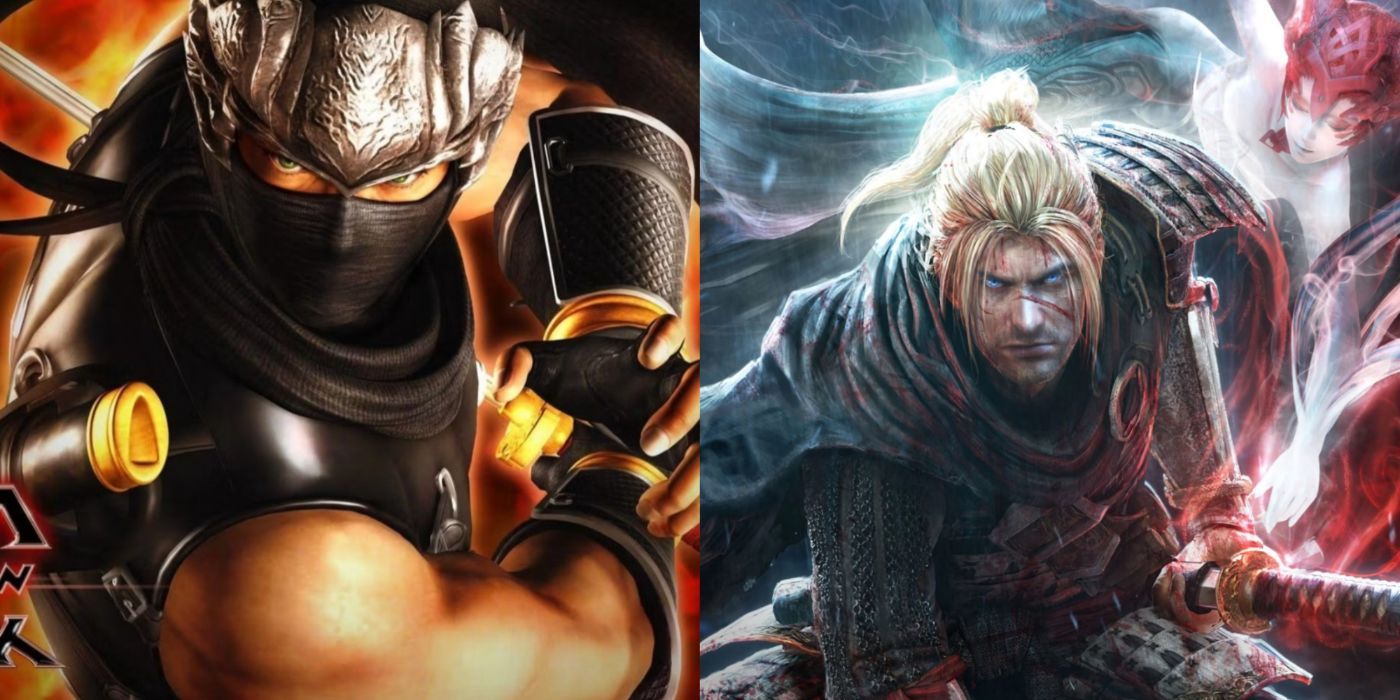 A split image of Ryu from Ninja Gaiden: Black and William Adams from Nioh.