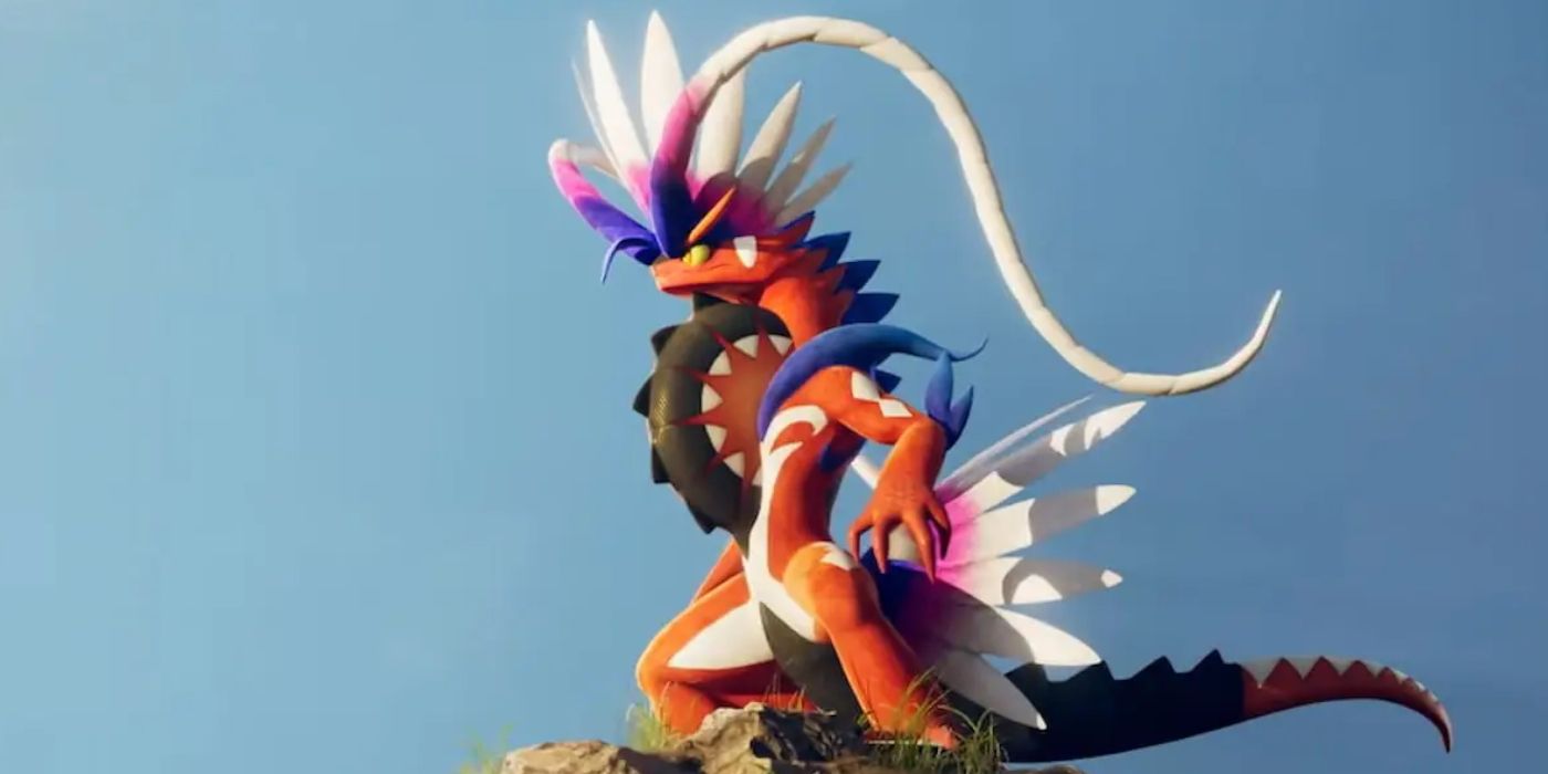 Koraidon posing over a cliff in Pokémon Scarlet and Violet
