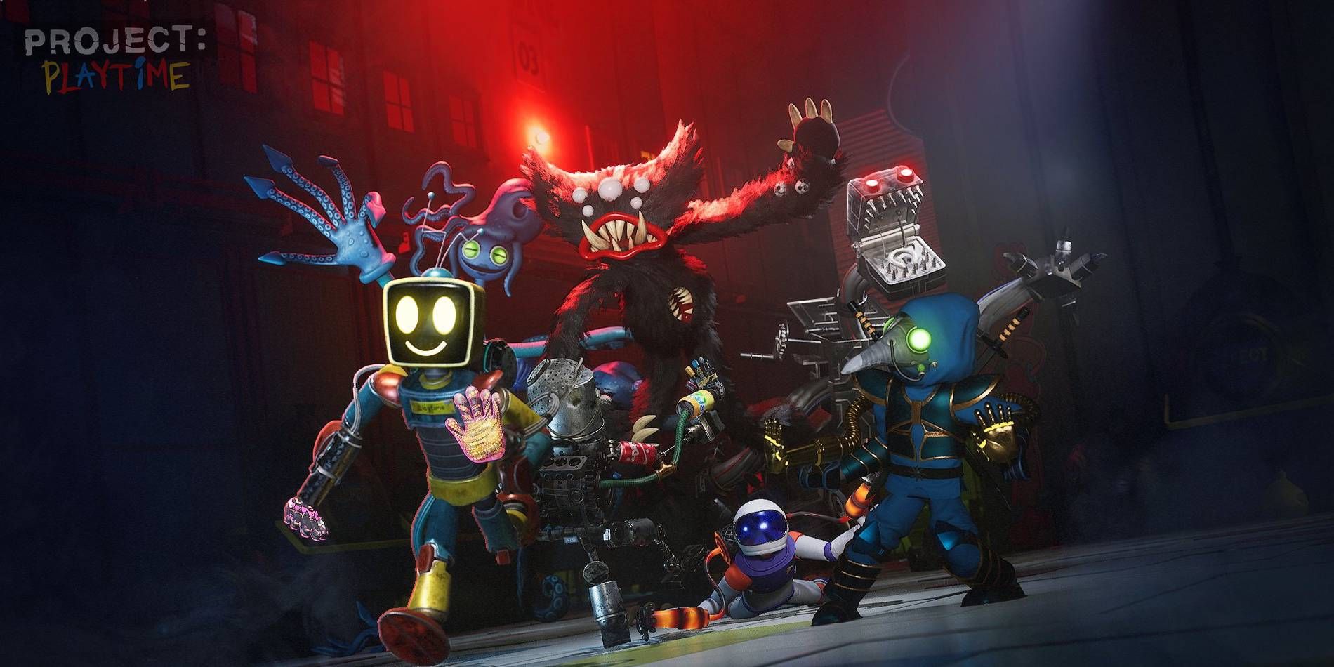 Project: Playtime Survivors in Various Costumes Fleeing from Monsters who are also in Other Cosmetics