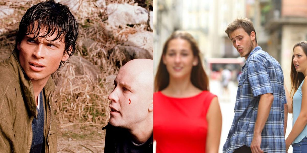 clark kent lex luthor smallville and bad boyfriend meme split image