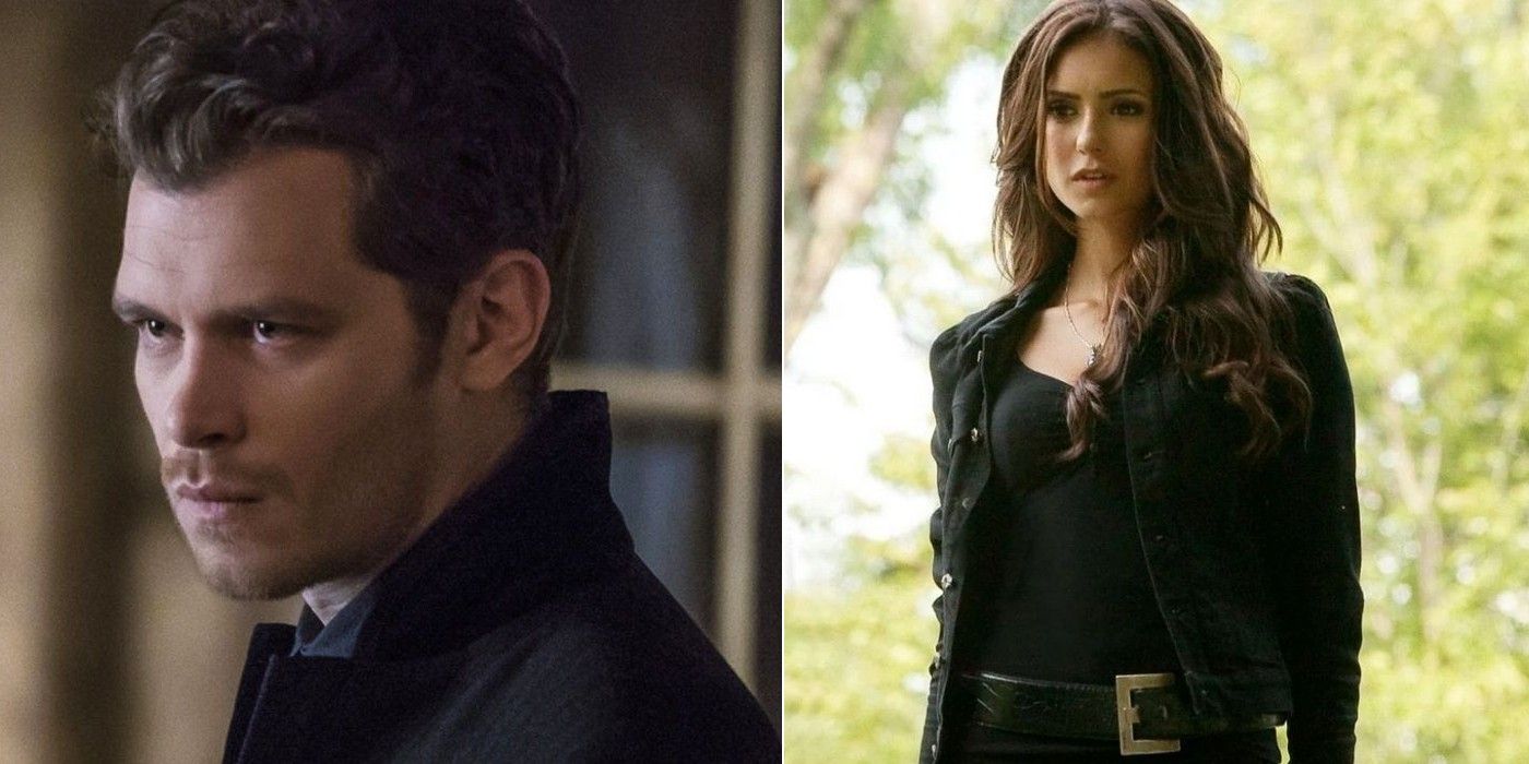 Split image of Klaus Mikaelson and Katherine Pierce from The Vampire Diaries franchise