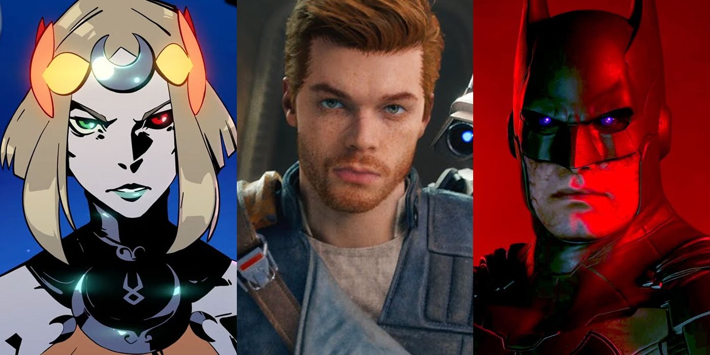 Left to right: protagonist of Hades 2, Cal Kestis from Star Wars Jedi: Survivor, and a mind controlled Batman from Suicide Squad: Kill the Justice League.