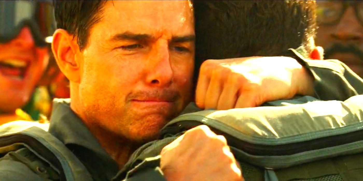 Macverick hugs Rooster in Top Gun Maverick