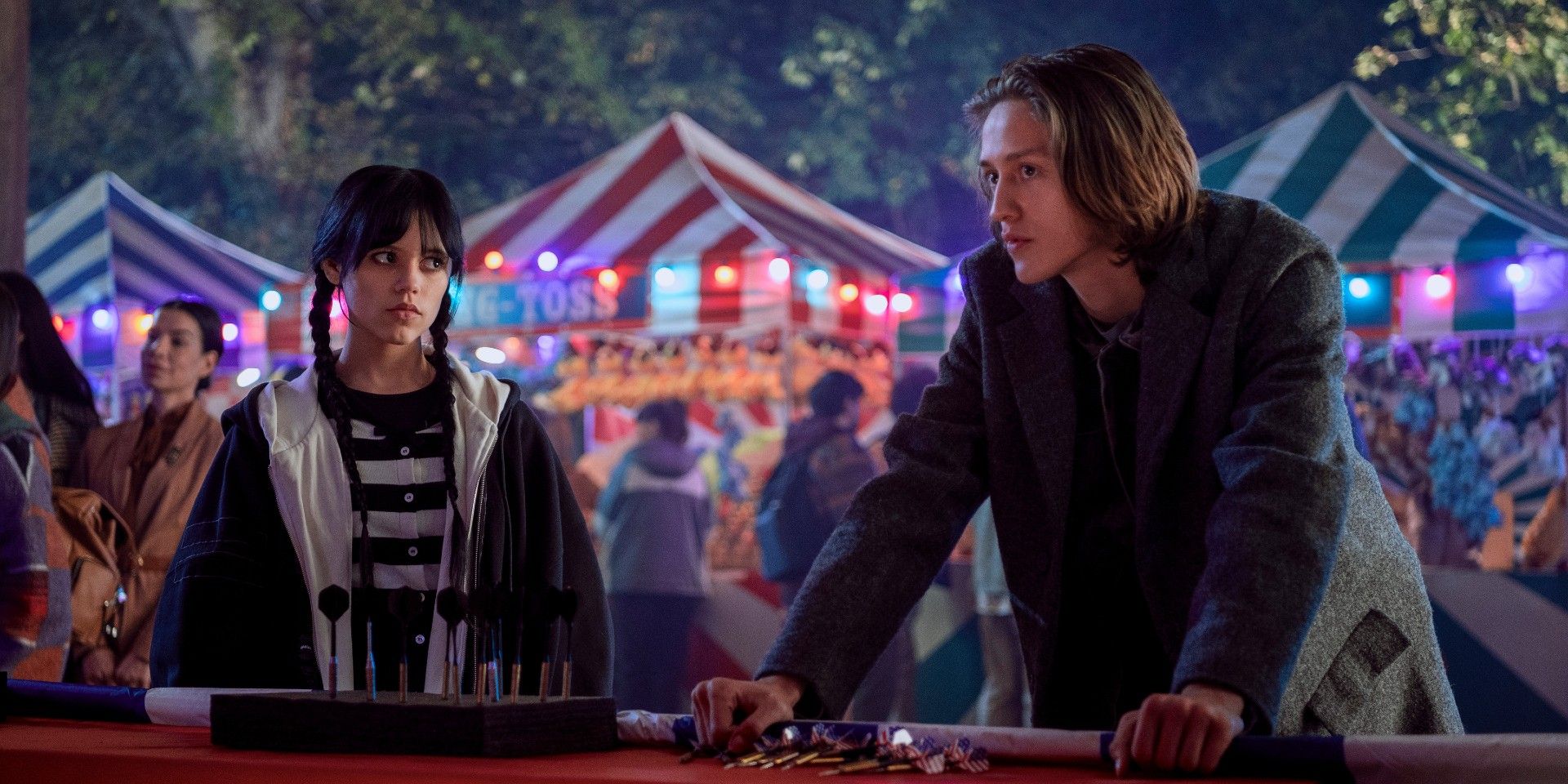 Jenna Ortega and Percy Hynes White in Wednesday