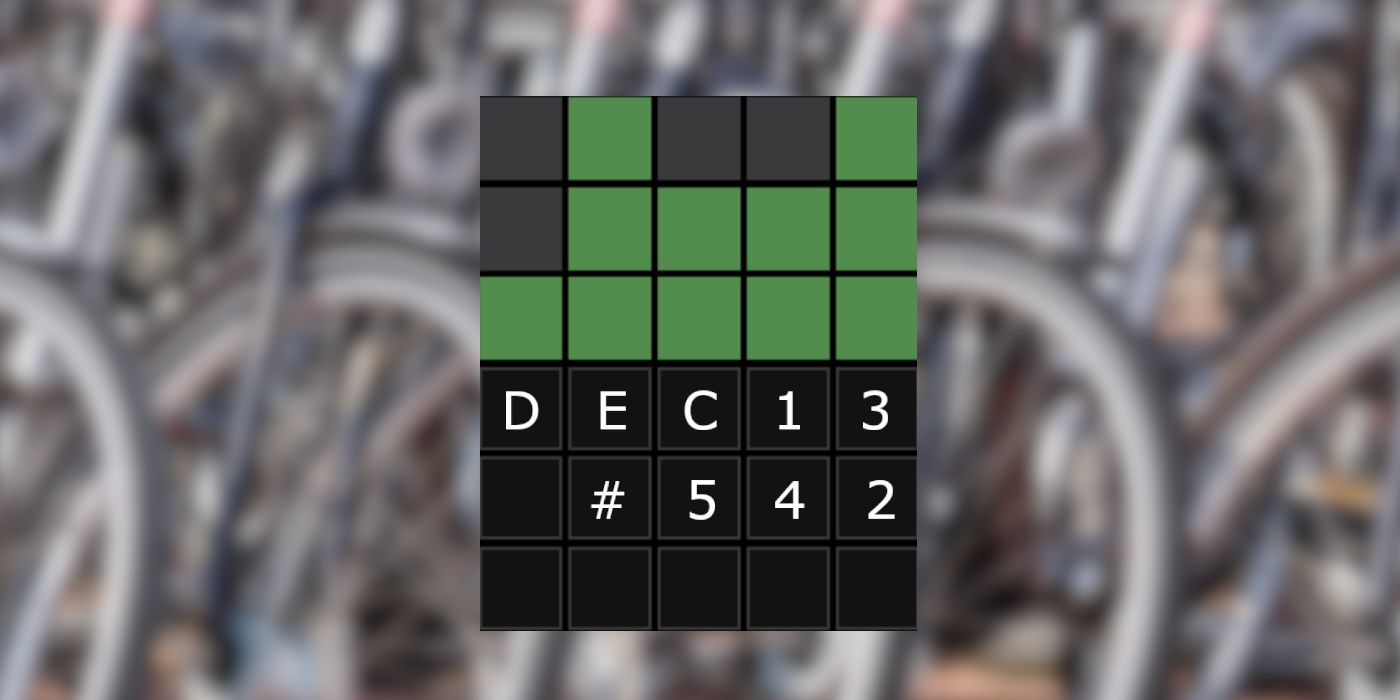 December 13th's Wordle Puzzle Grid with Wheel Spokes in the background