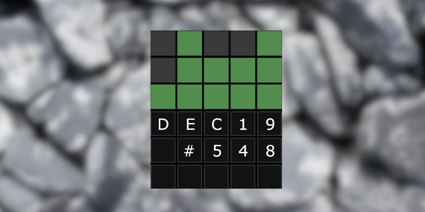 December 18th Wordle Grid With Slate Rocks in the background