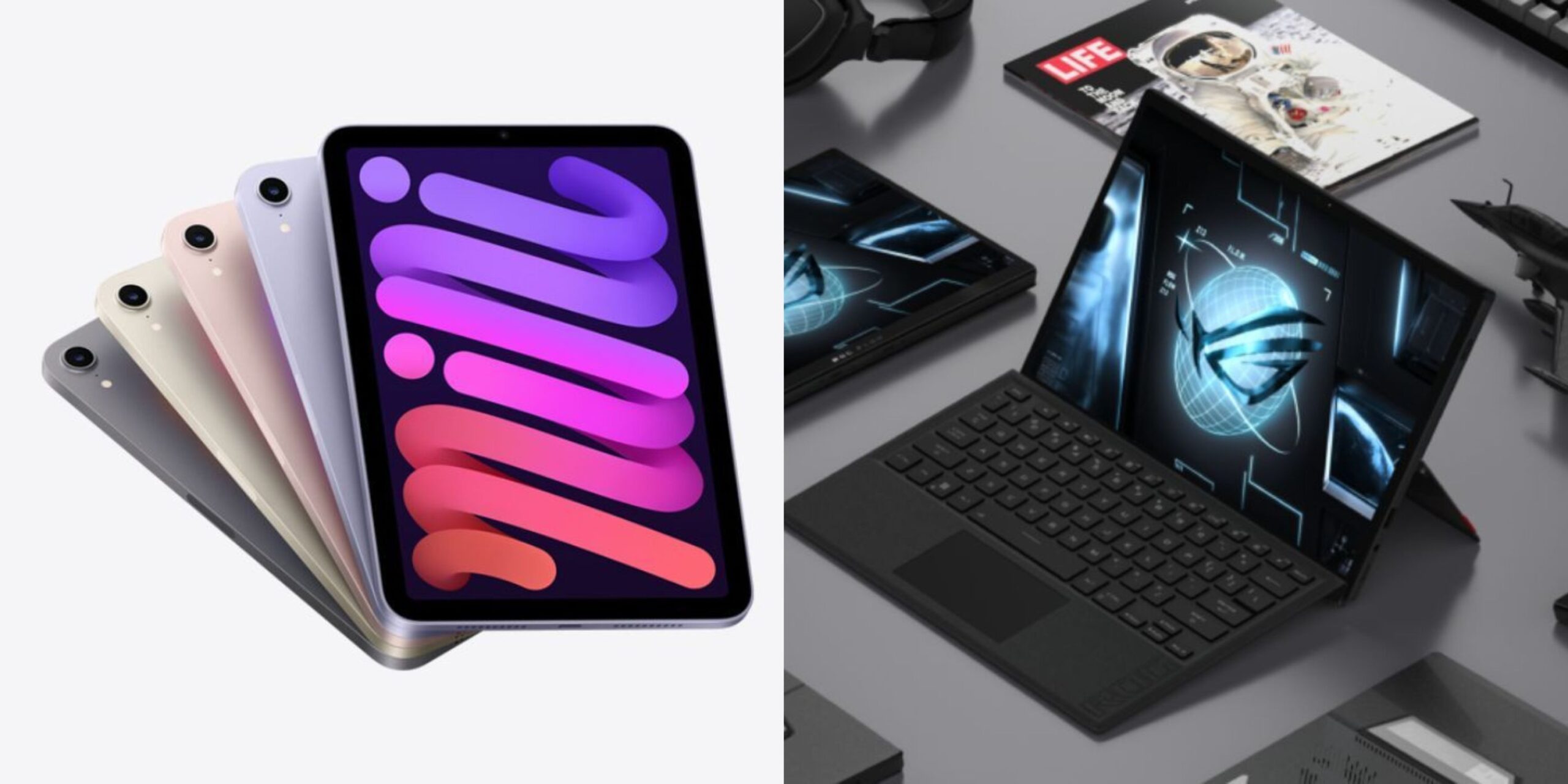 Featured image split Apple Ipad M2 Pro and the Asus Rog Z13 tablet