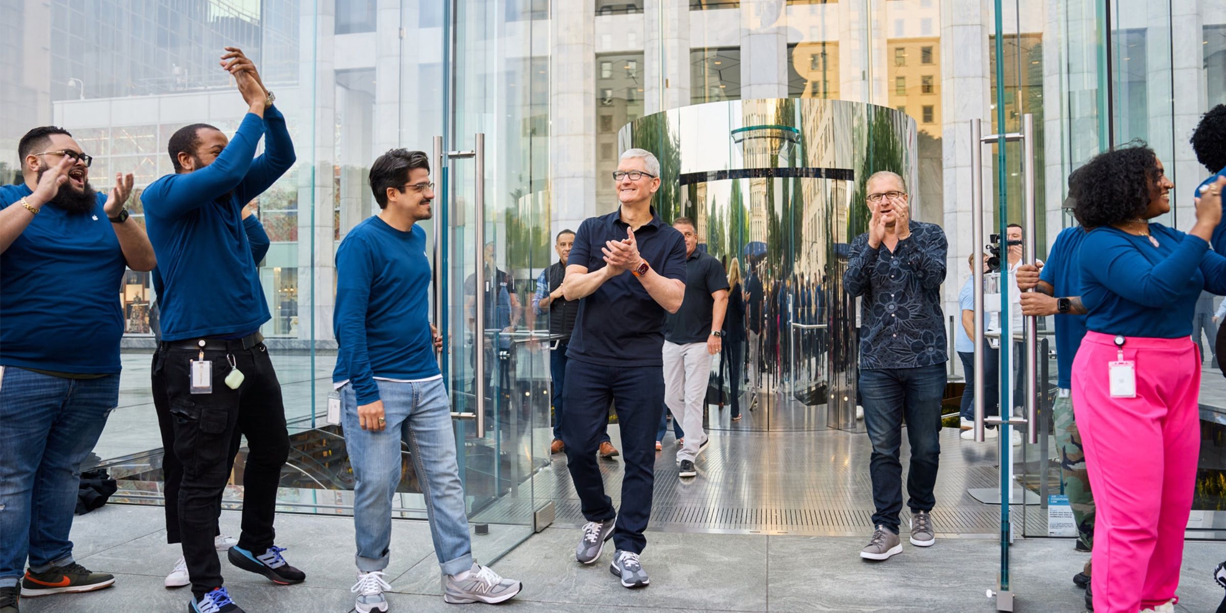 Tim Cook outside Apple 5th Ave on the iPhone 14's release date.