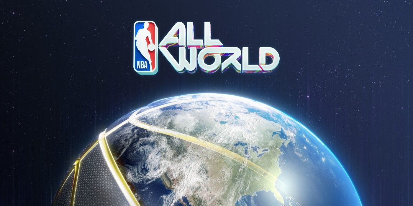 NBA All World Key Art showing the logo and a globe stylized like a basketball.