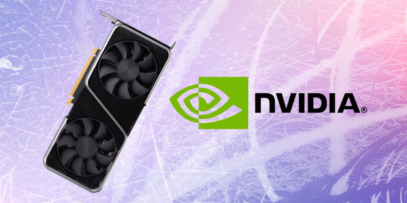 NVIDIA graphics card next to NVIDIA logo on custom patterned background