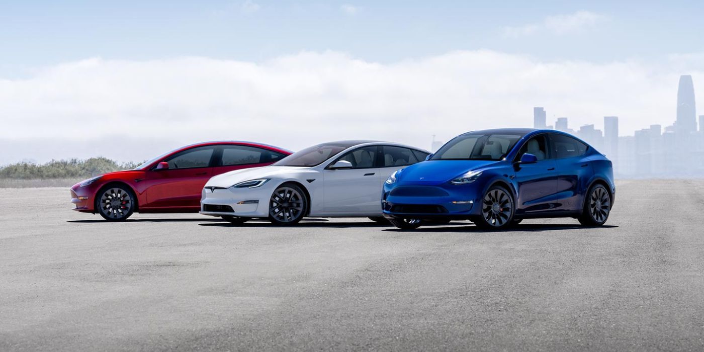 Three Tesla EVs parked close to one another